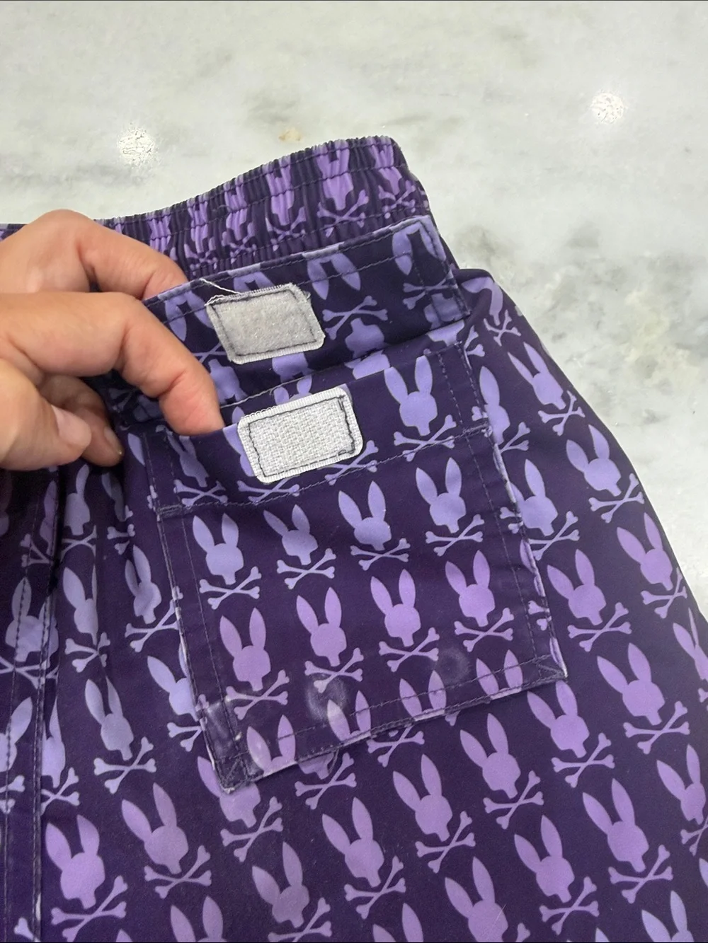 Psycho Bunny Purple Graphic Swim Trunks
